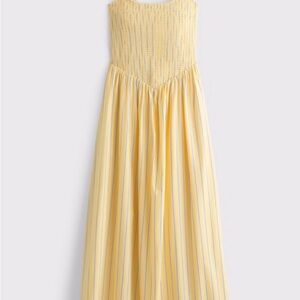Abercrombie & Fitch Dipped-Waist Smocked Midi Dress